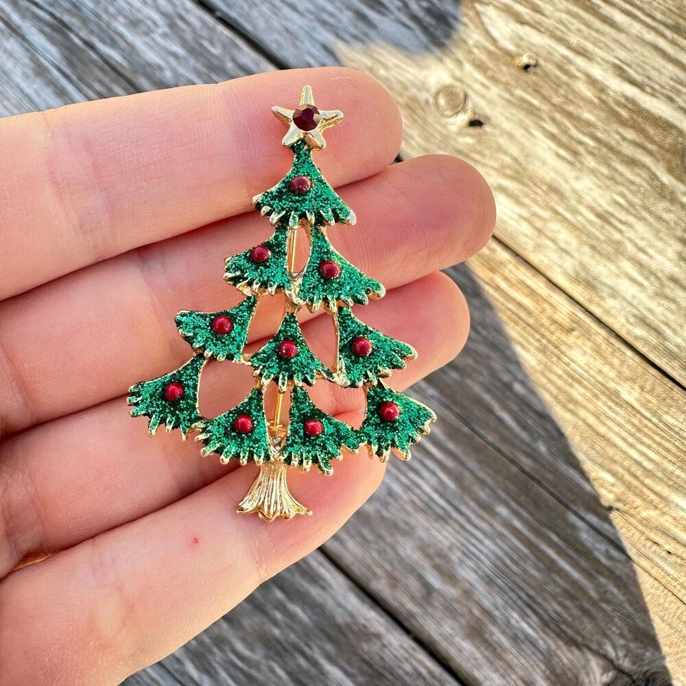 Vintage Jewelry Christmas Tree Brooch Pin